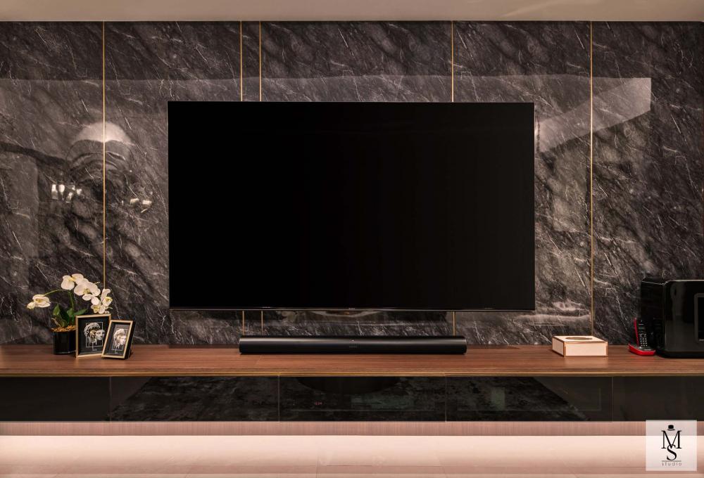 Modern Gaming Room with TV Console and Carpet