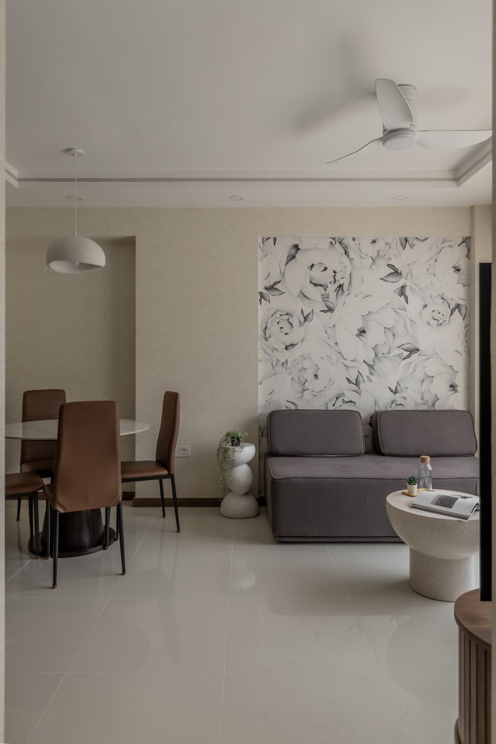 Contemporary Living Room with Feature Wall and Sofa