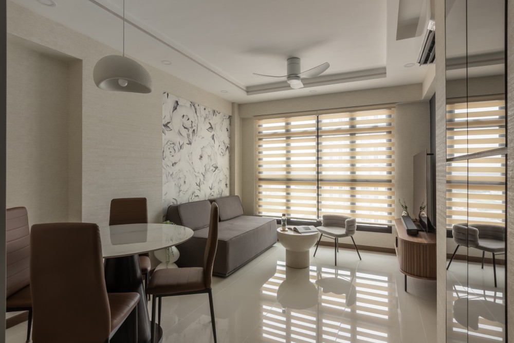 Contemporary Living Room with TV Console and Feature Wall