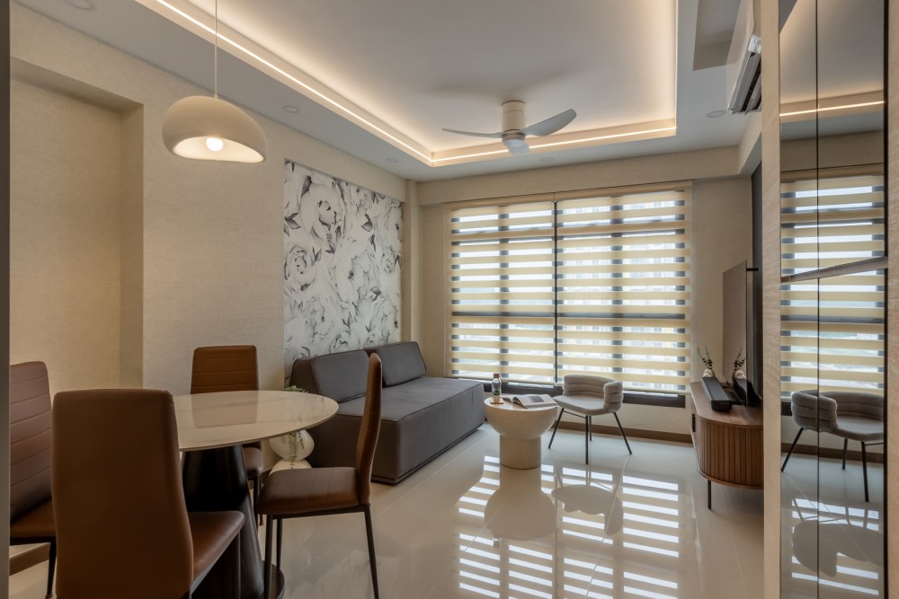 Contemporary Living Room with TV Console and Feature Wall