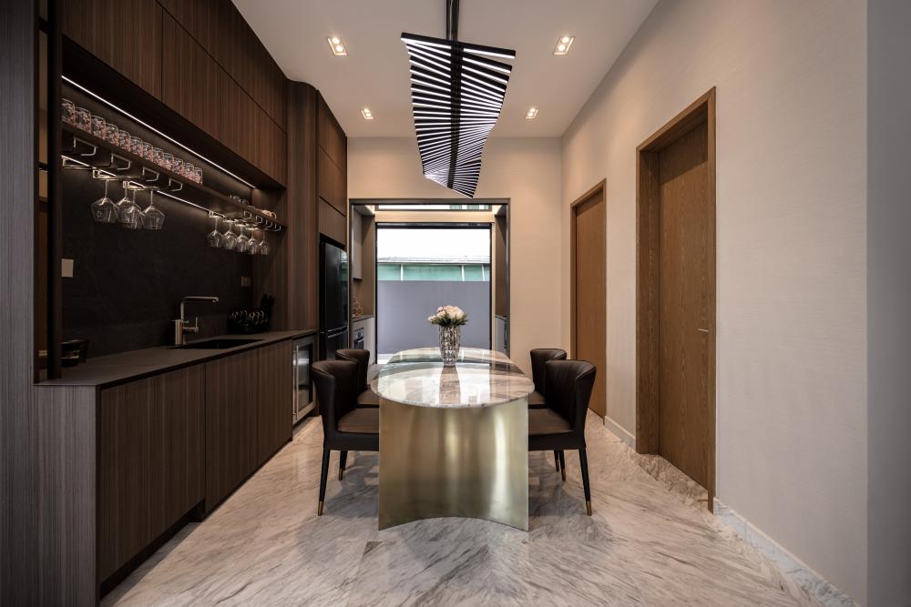 Modern Home Theatre with TV Console and Propeller Fan
