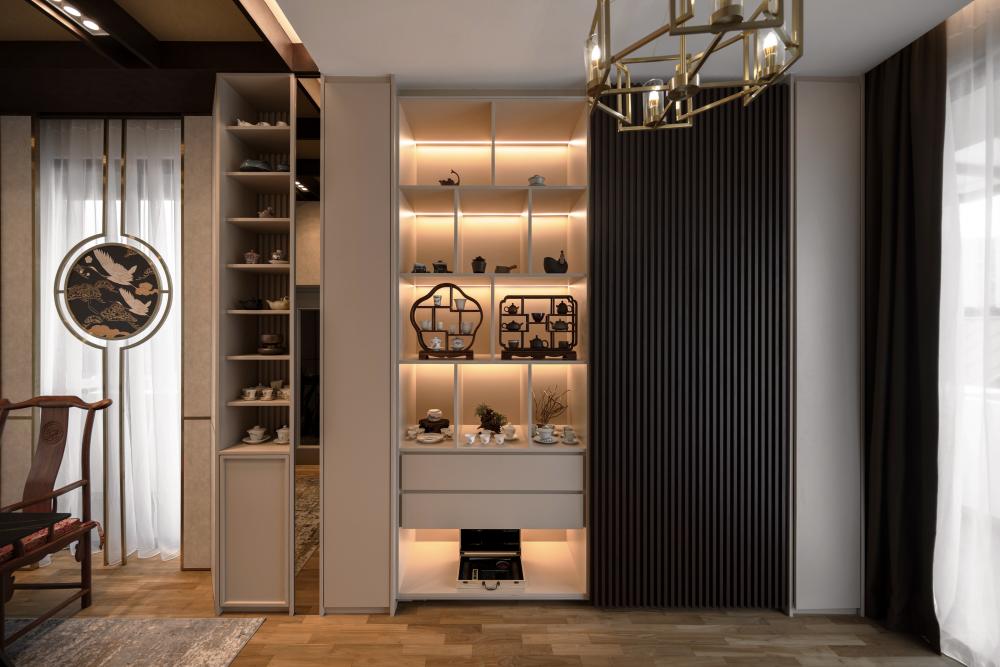 Modern Foyer with Console Table and Planters