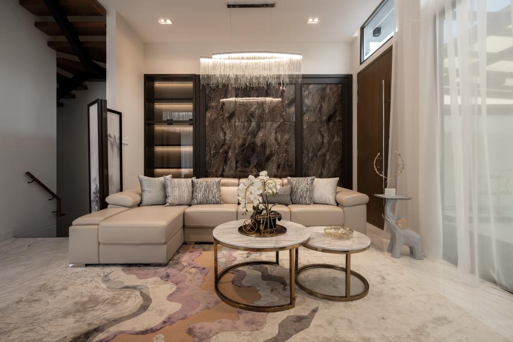 Modern Foyer with Artwork and Console Table