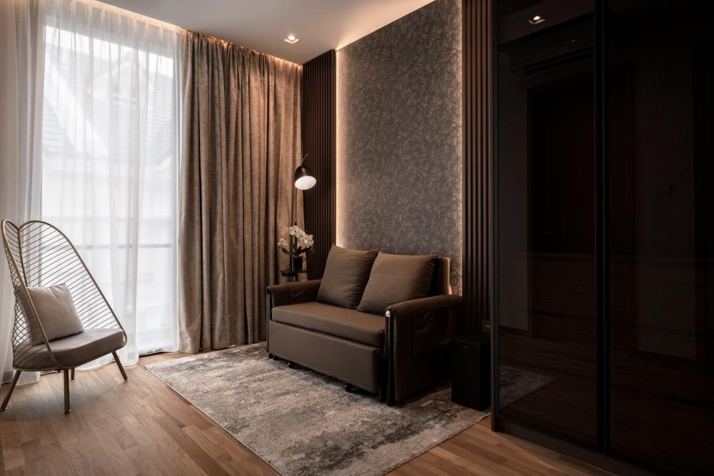 Modern Gaming Room with TV Console and Sofa