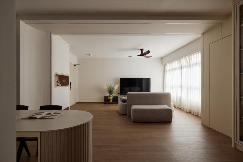 Modern Living Room with Wood Flooring and TV Console