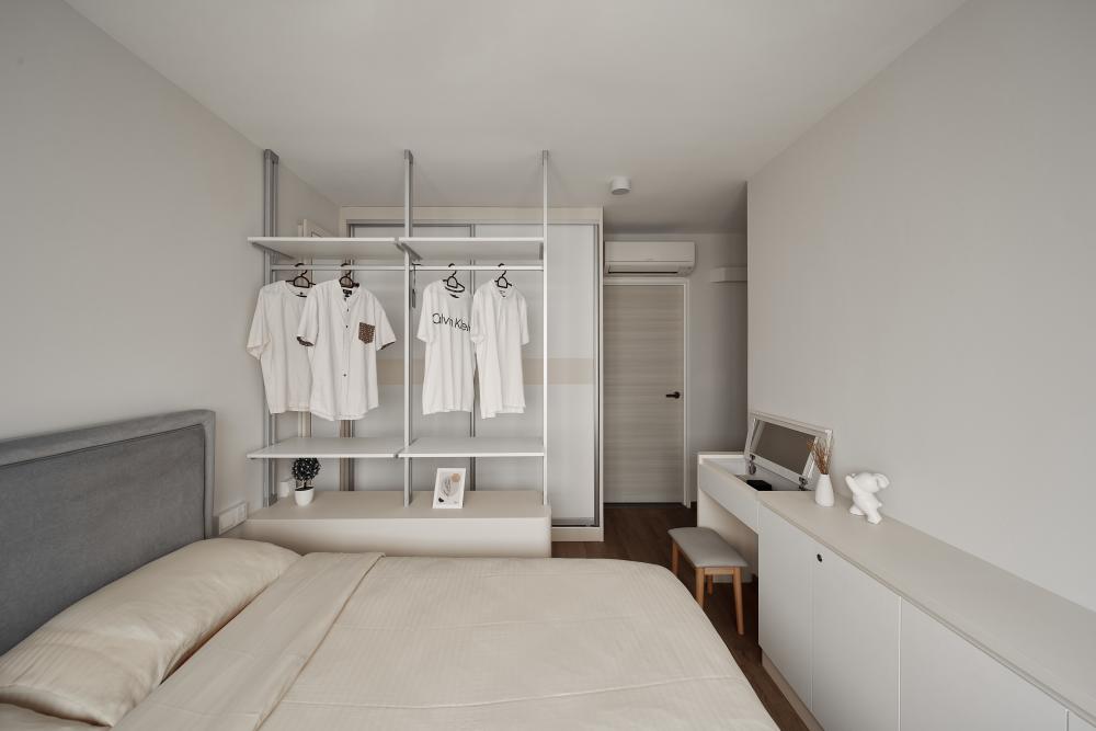 Modern Bedroom with Wardrobe and Bedside Table