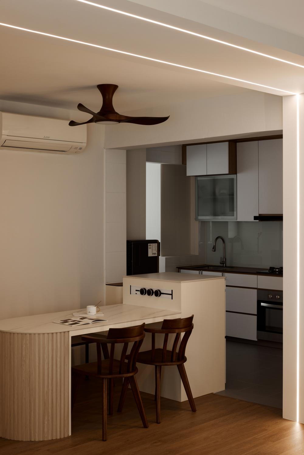 Modern Dining Room with Drop Light and Cove Lighting