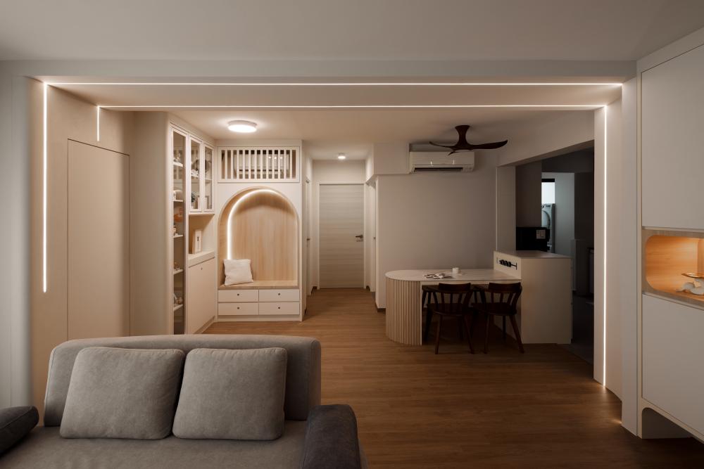 Modern Living Room with Wood Flooring and Sofa