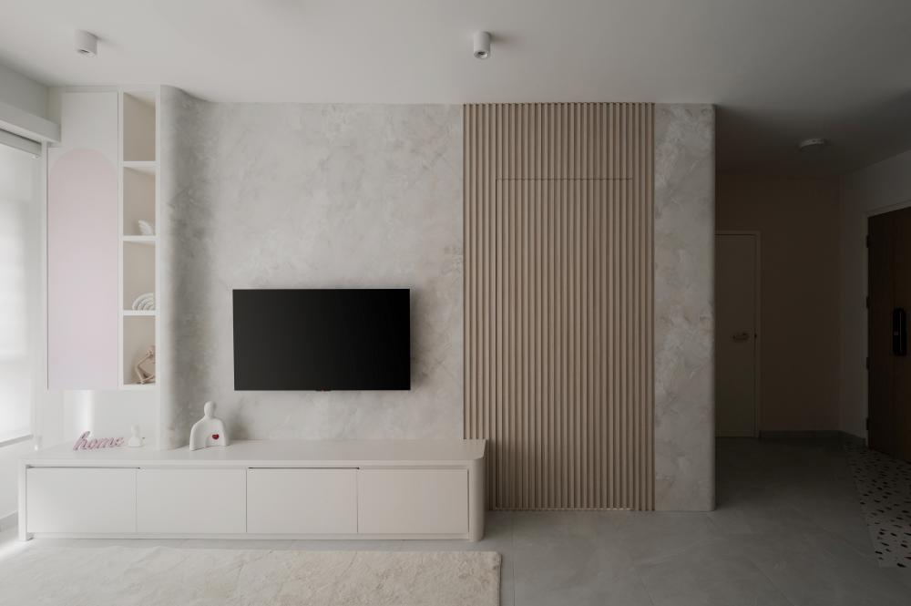 Modern Living Room with TV Console and Feature Wall