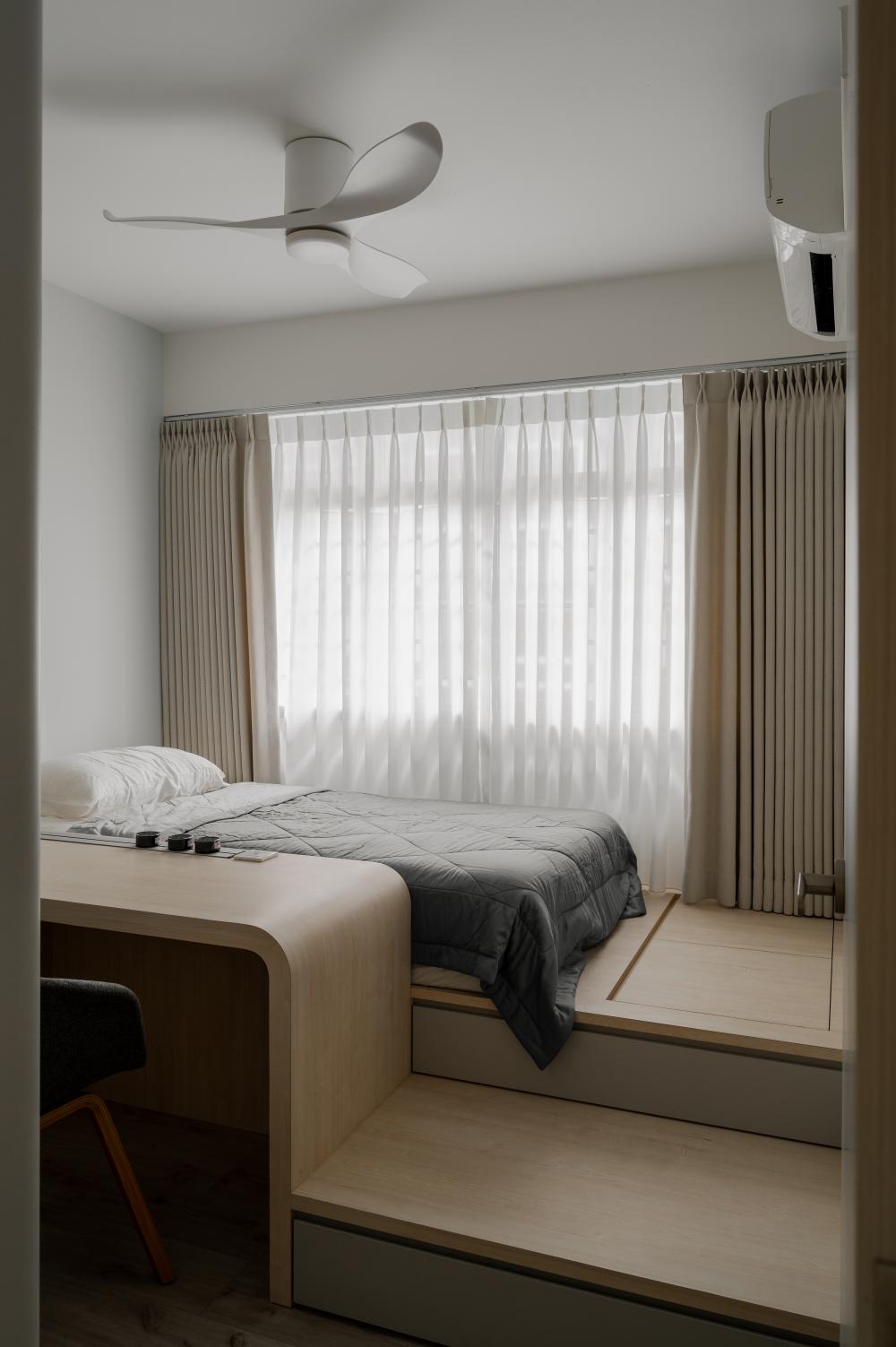 Modern Bedroom with Platform Bed and Wardrobe
