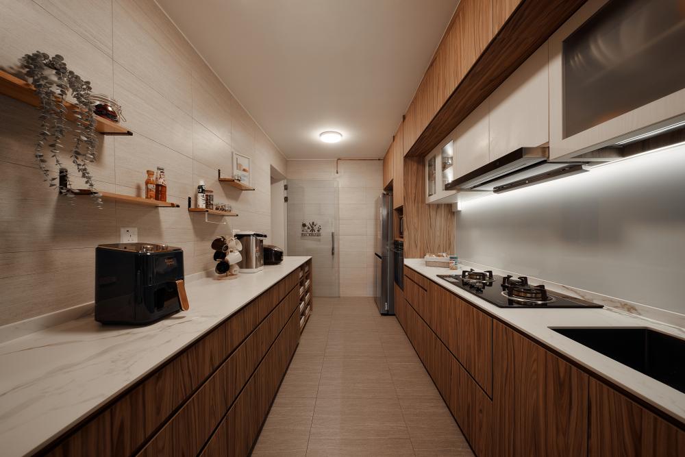 Scandinavian Kitchen with Countertop and Kitchen Island