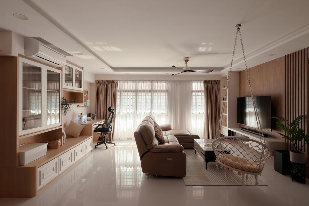 Scandinavian Living Room with TV Console and Sofa