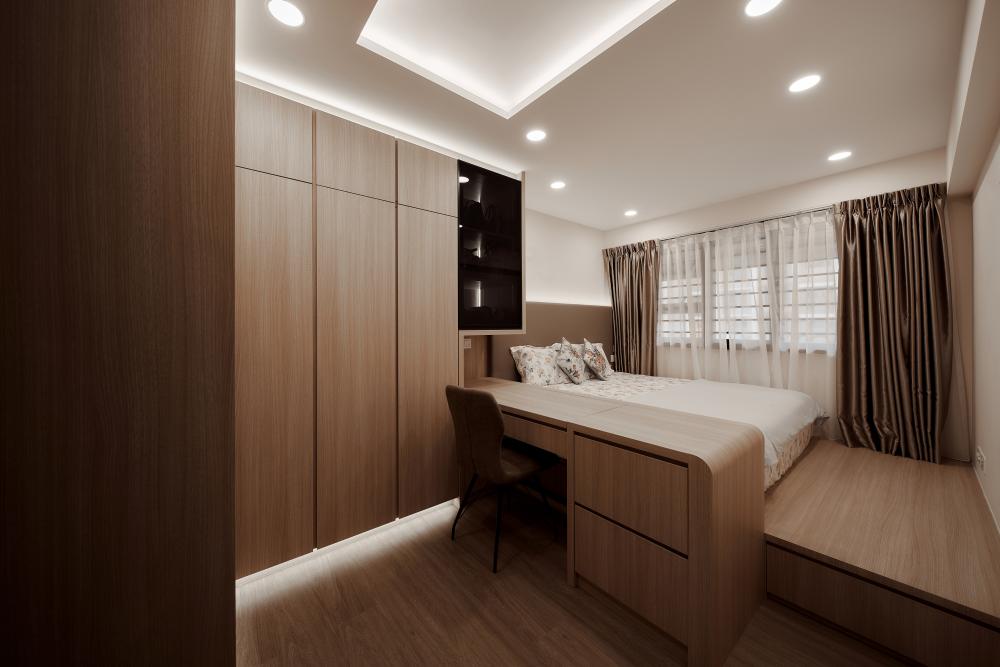 Scandinavian Bedroom with Wardrobe and Queen Bed