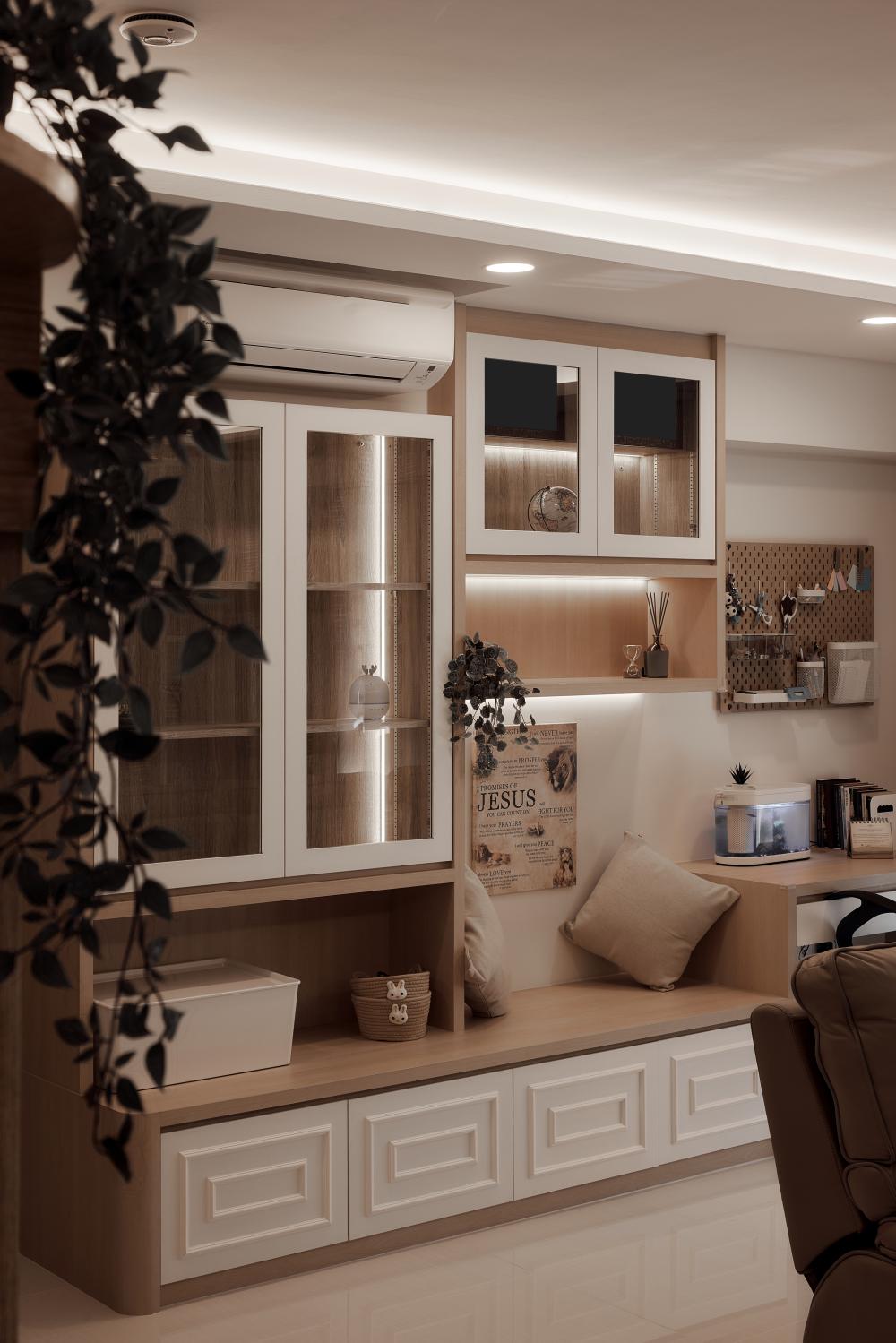 Scandinavian Storeroom with Wall Shelves and Shelving Units