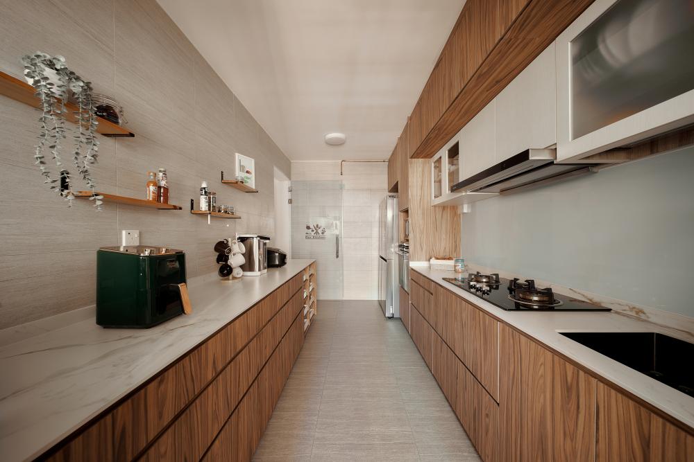 Scandinavian Kitchen with Countertop and Kitchen Island