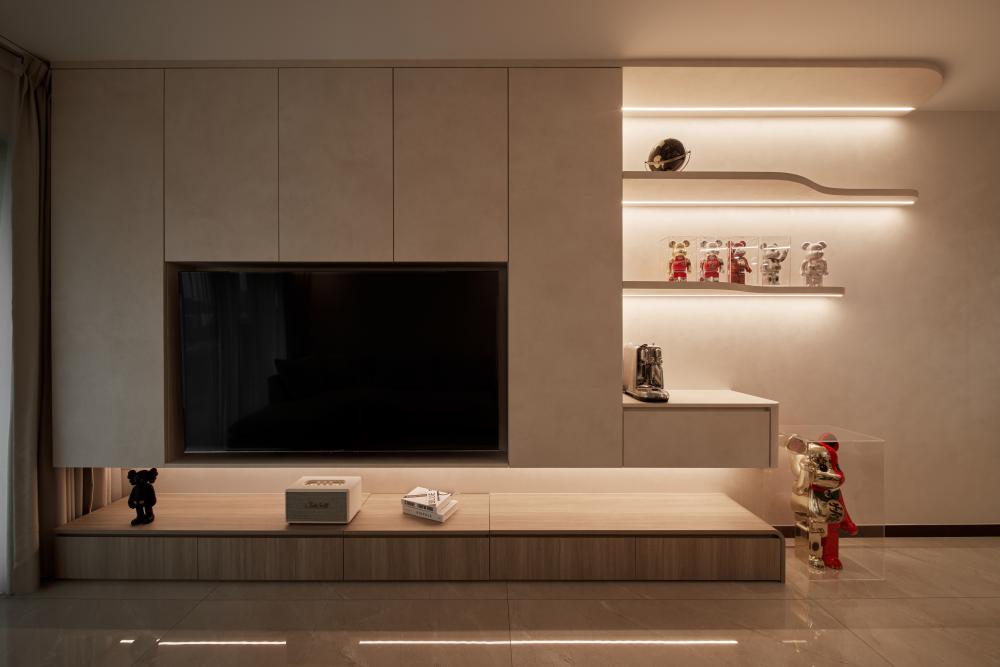 Modern Living Room with Granite Floor and Marble Floor