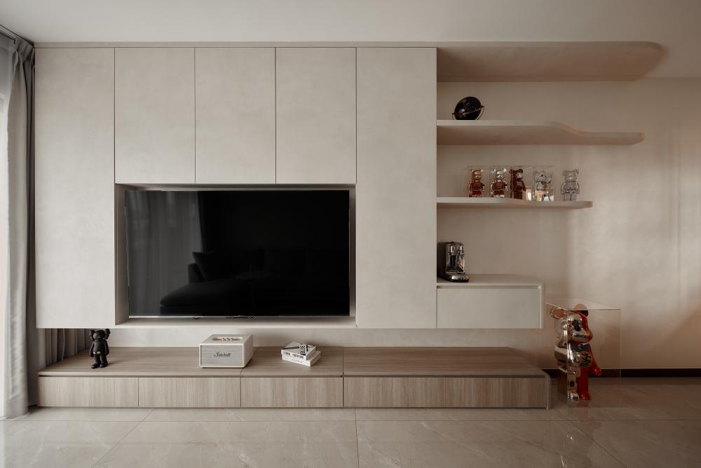 Modern Living Room with Granite Floor and Marble Floor