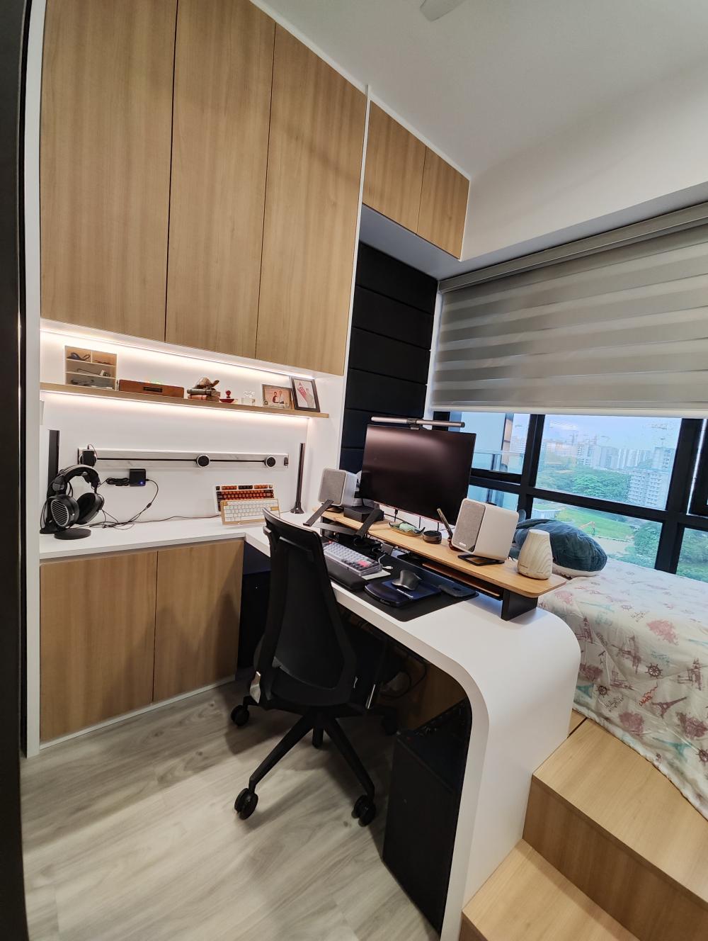 Contemporary Bedroom with Platform Bed and Storage Cabinets