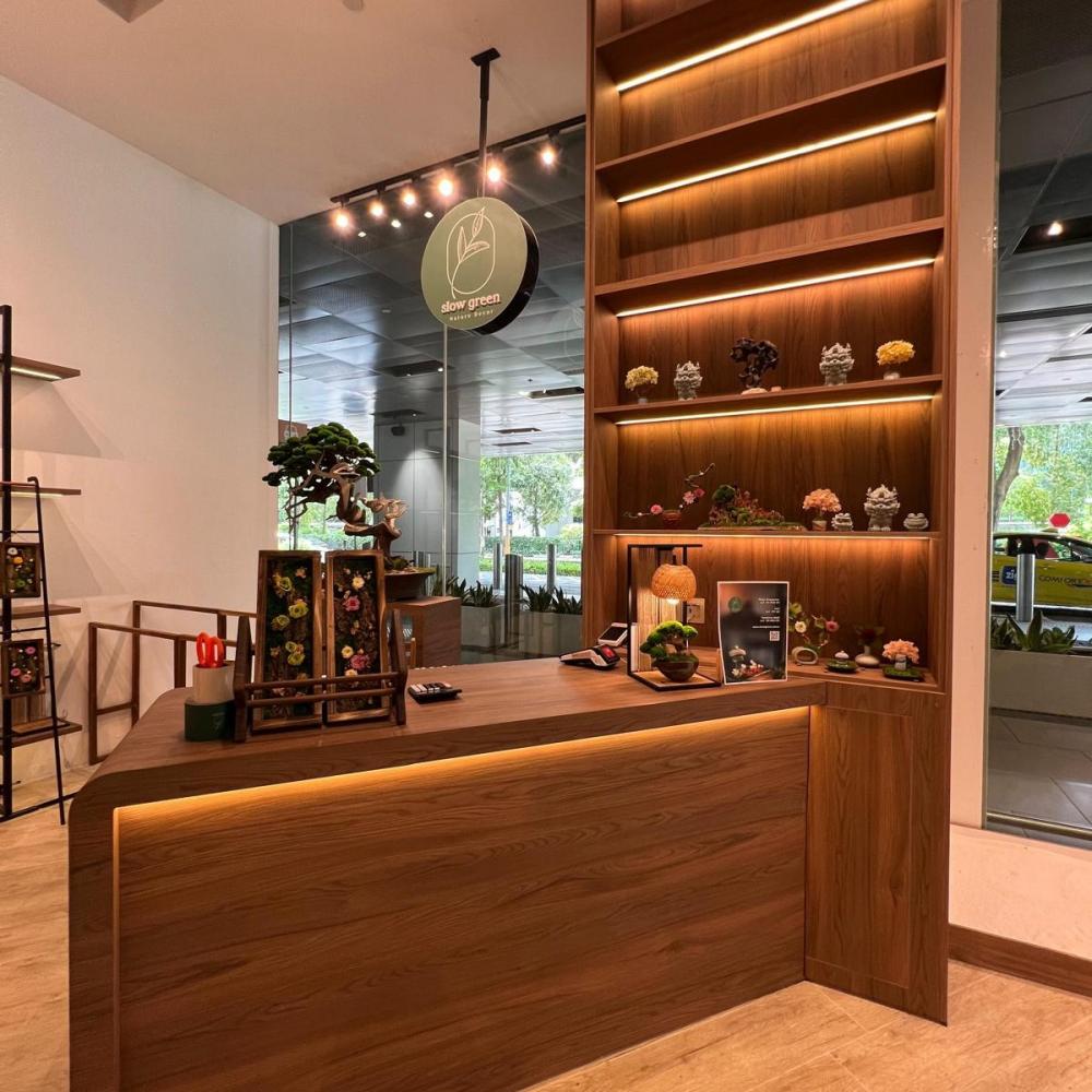 Asian Shopfront with Glass Door and Vanity Counter