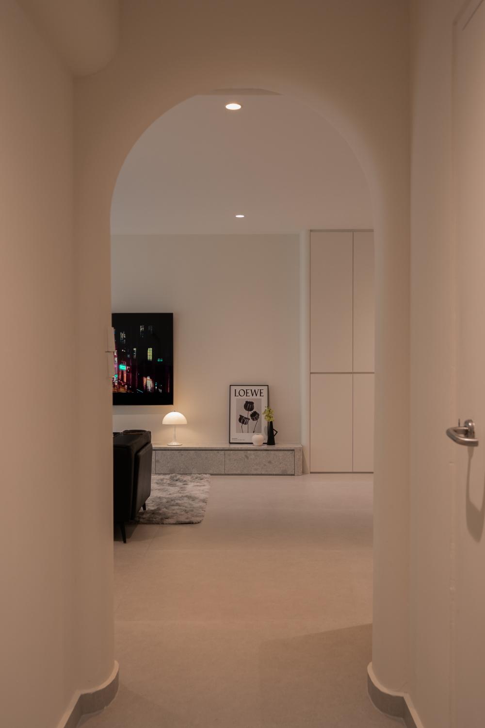 Modern Hallway with Artwork and Paintings
