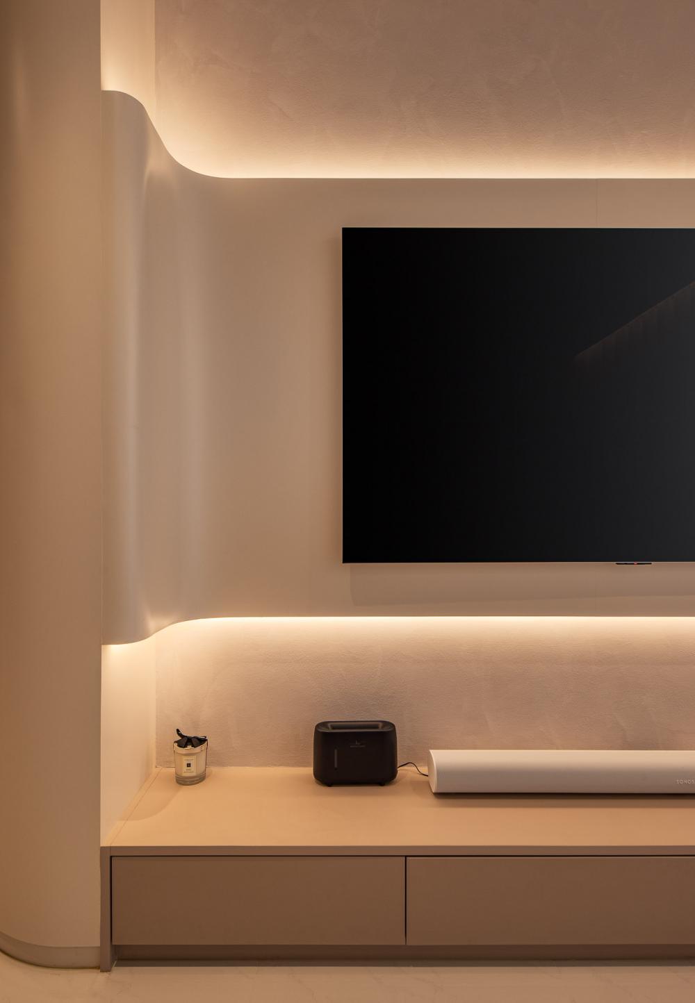 Minimalist Living Room with TV Console and Wood TV Console