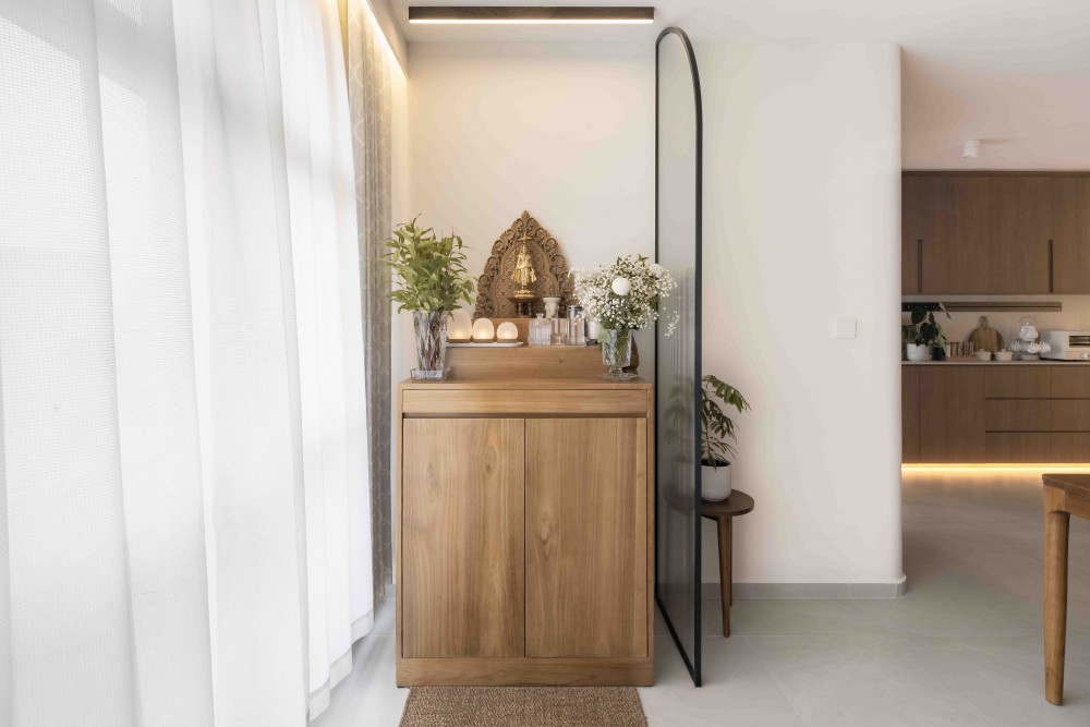 Modern Living Room with Curtain and Downlights