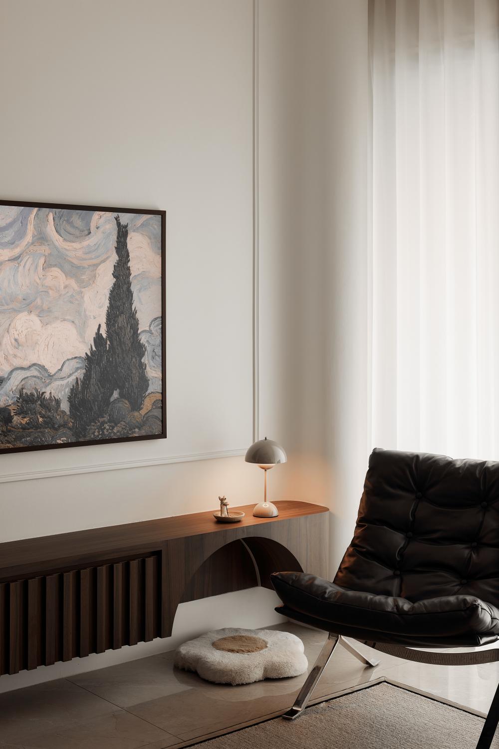 Vintage Living Room with TV Console and Sofa
