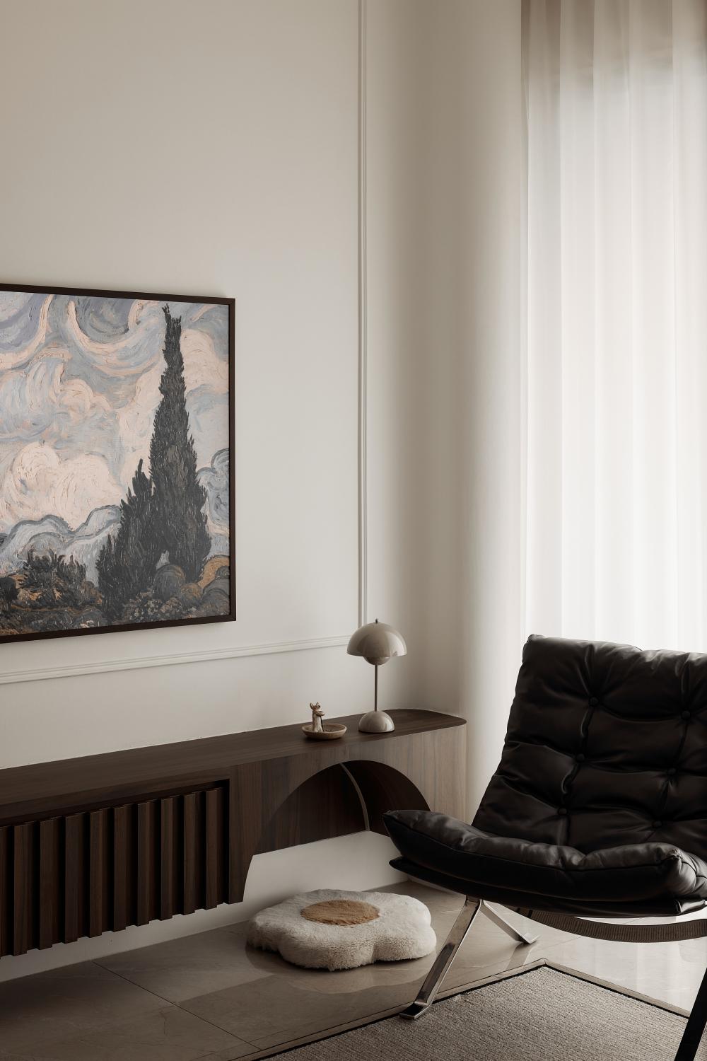 Vintage Living Room with TV Console and TV