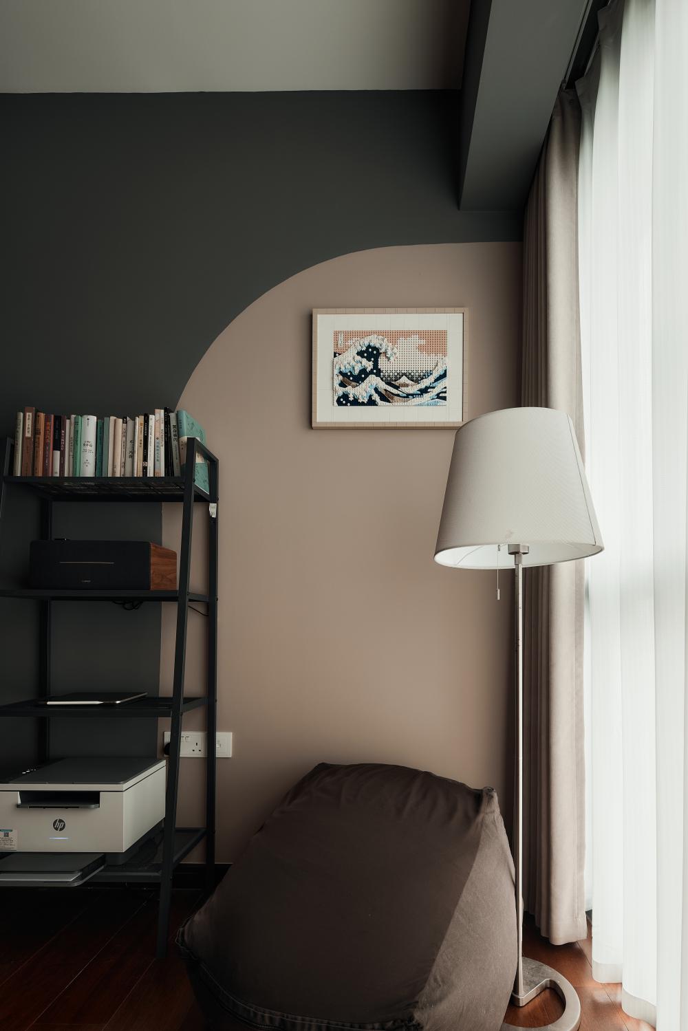 Contemporary Office with Bookshelf and Desk