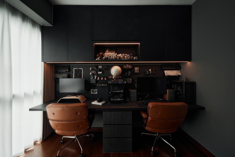 Contemporary Office with Bookshelf and Desk