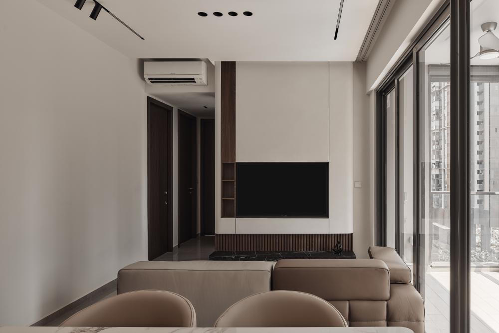 Modern Living Room with TV Console and Feature Wall