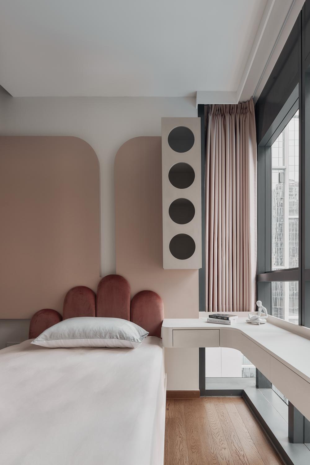 Modern Bedroom with Wardrobe and Bedside Table