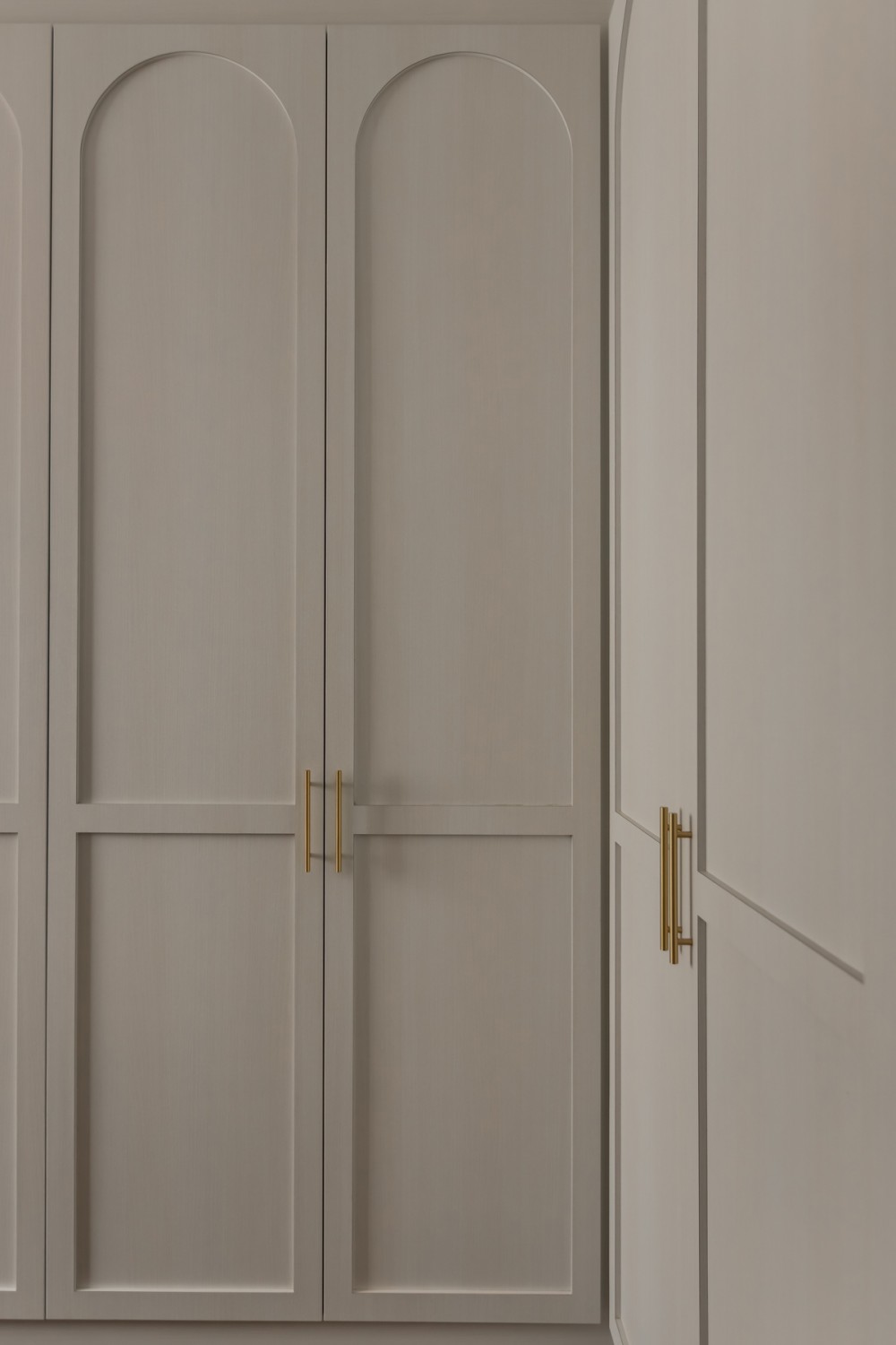 Modern Walk-in Wardrobe with Feature Wall and Wardrobe