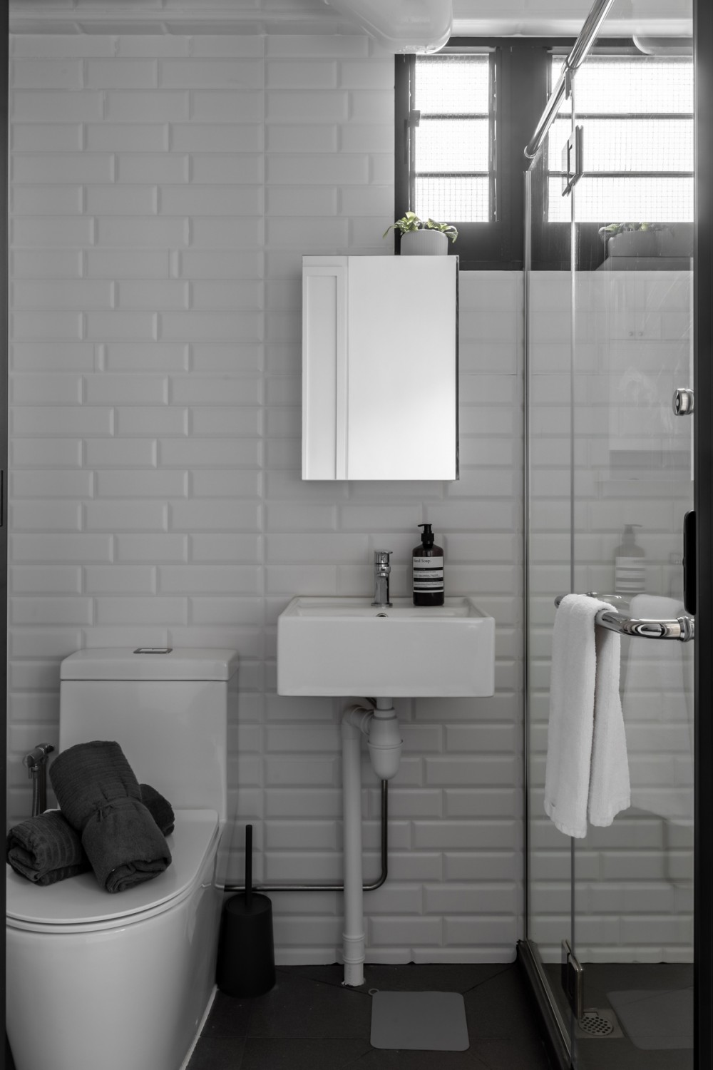 Modern Bathroom with Shower Screen and Bathroom Storage