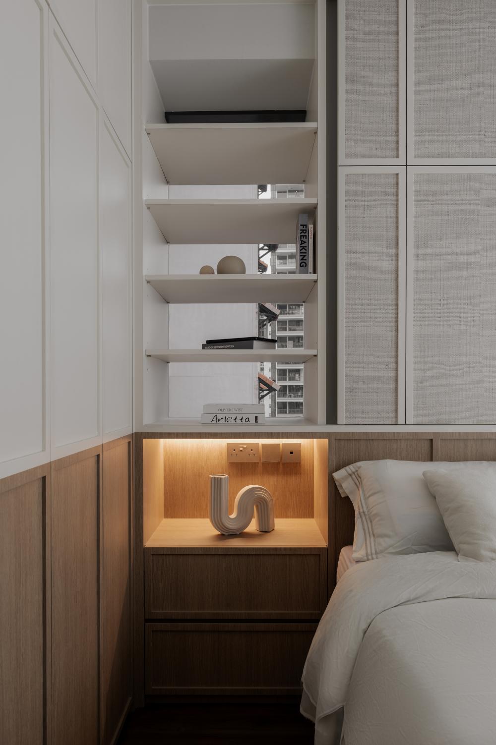 Modern Bedroom with Bay Window and Wardrobe