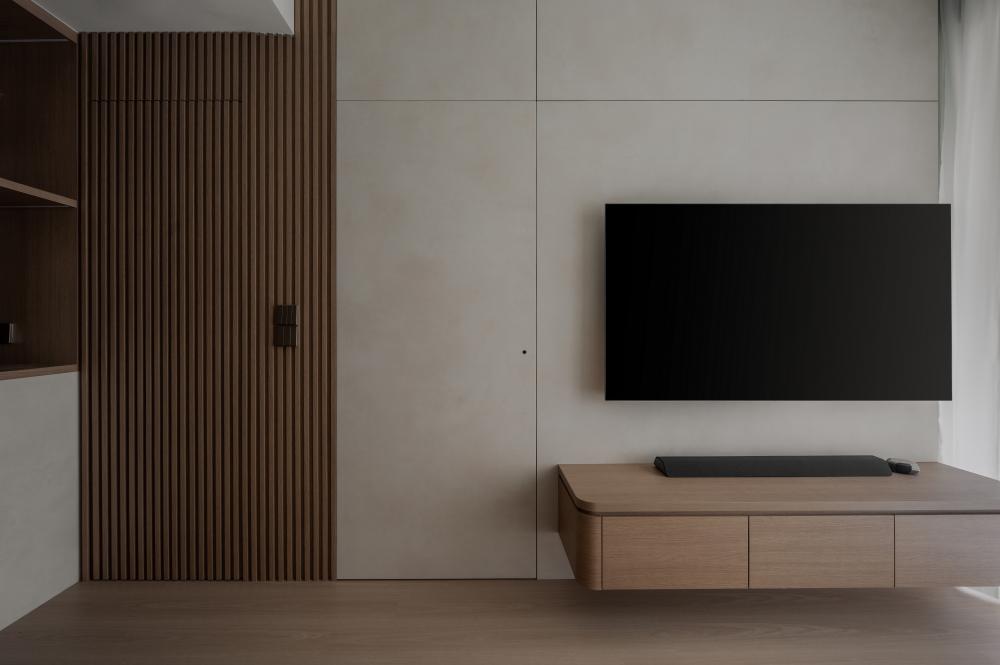 Modern Living Room with TV Console and Feature Wall
