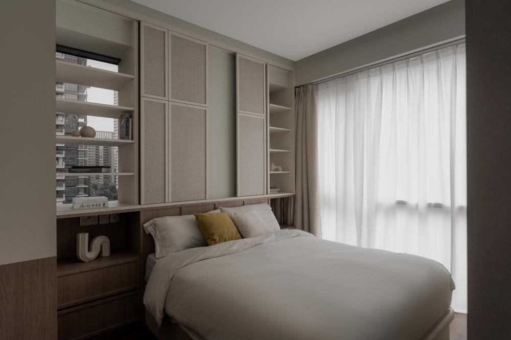 Modern Bedroom with Bedside Table and Bedroom Dresser