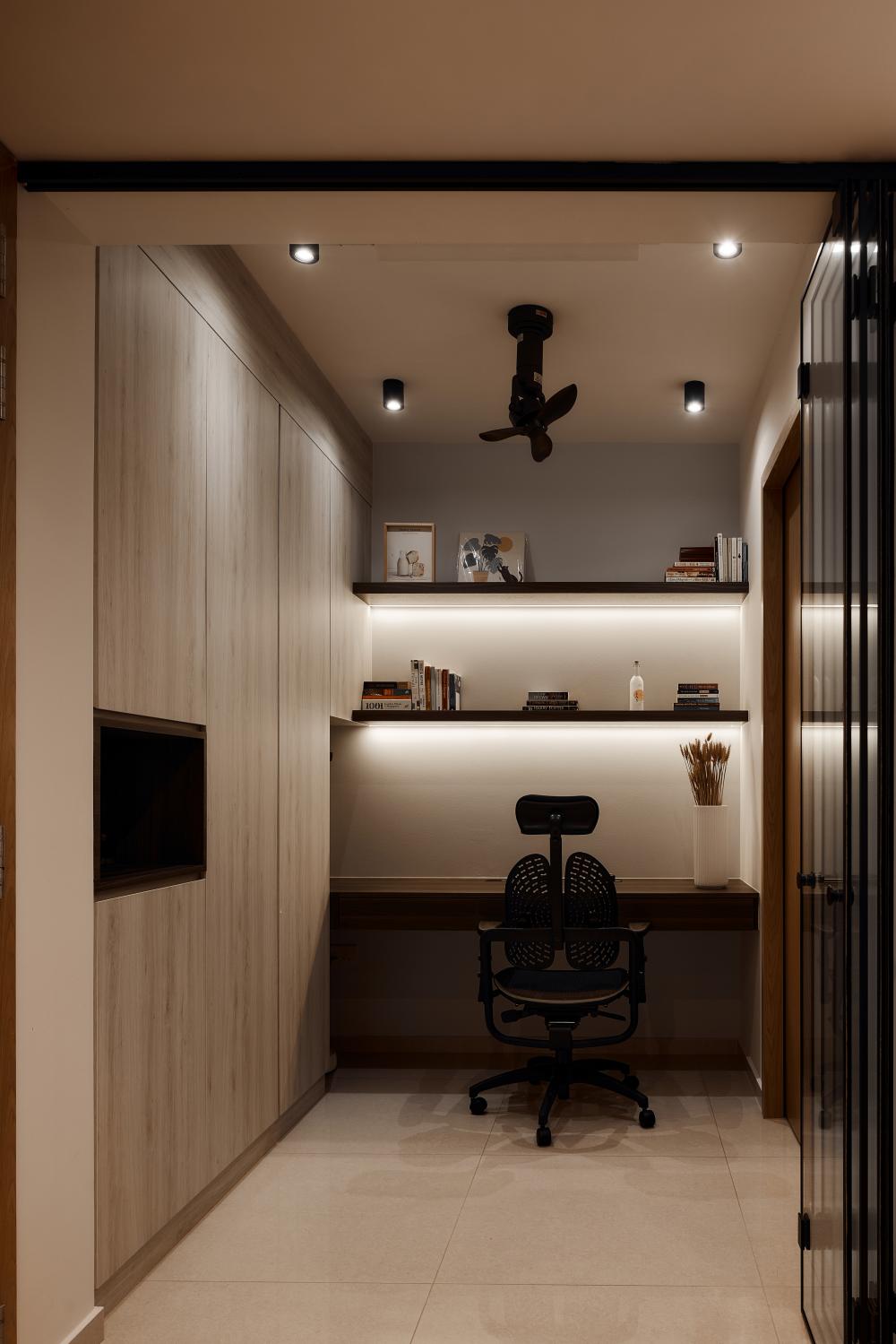 Scandinavian Office with Bookshelf and Desk