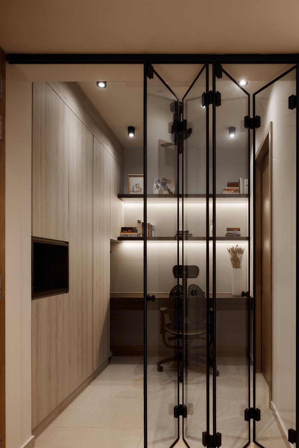 Scandinavian Office with Bookshelf and Desk