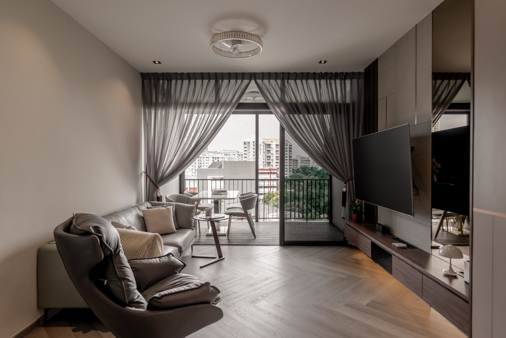 Modern Living Room with TV Console and Feature Wall