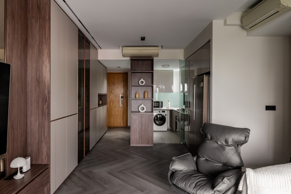 Modern Living Room with Armchairs and Storage Cabinets