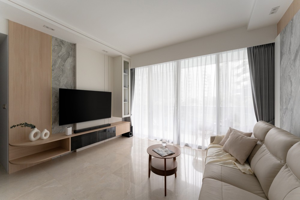 Modern Living Room with TV Console and Feature Wall