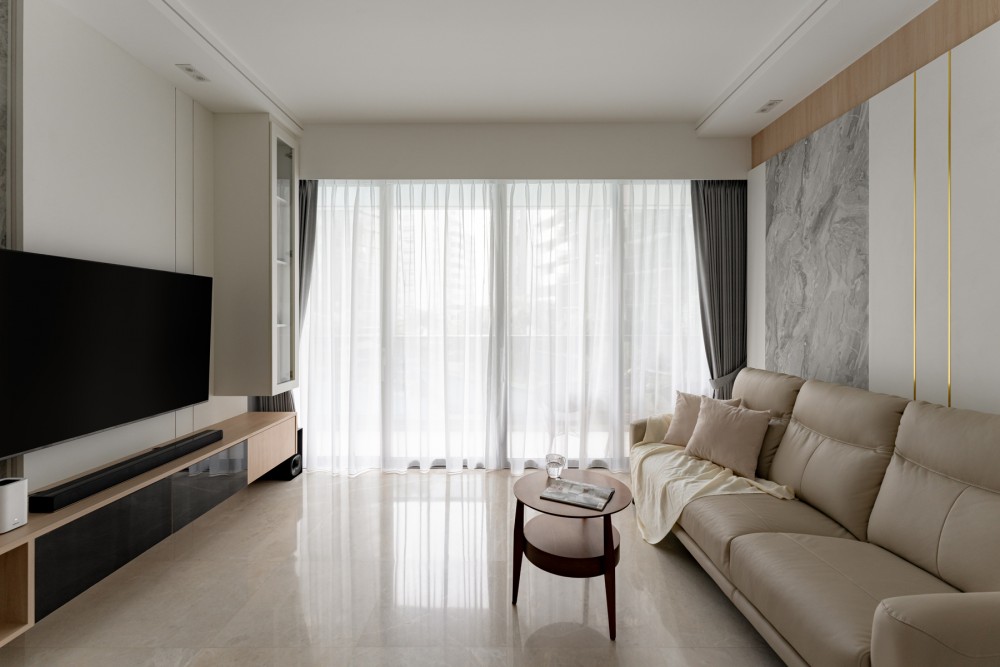 Modern Living Room with TV Console and Feature Wall