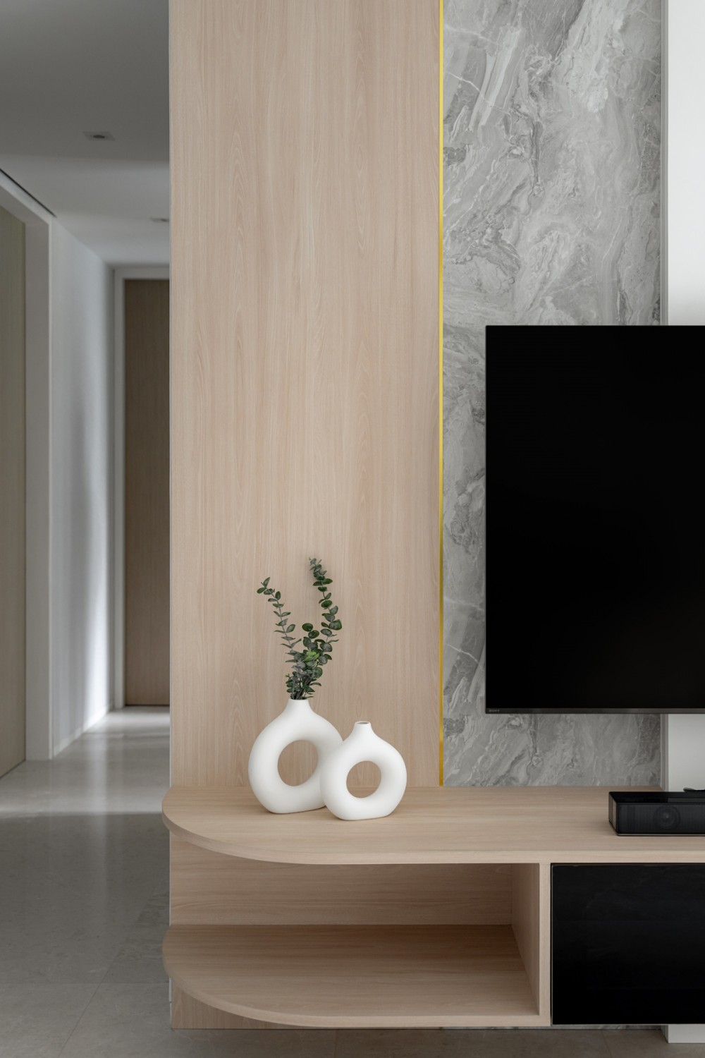 Modern Living Room with TV Console and Feature Wall