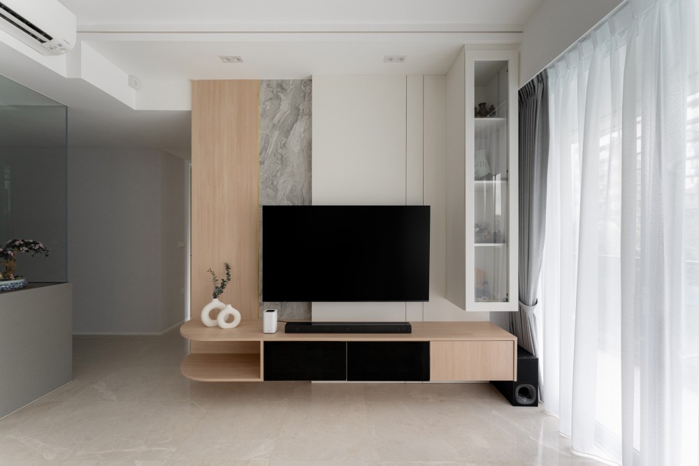 Modern Living Room with TV Console and Feature Wall