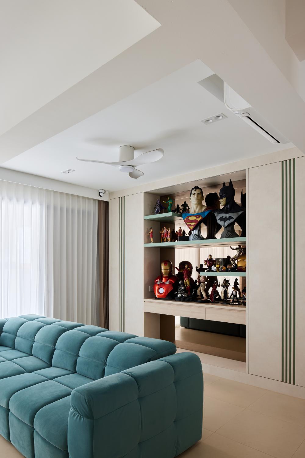 Scandinavian Living Room with Ceiling Light and Sofa
