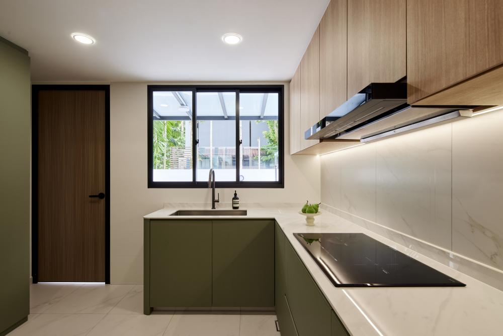 Scandinavian Kitchen with Countertop and Kitchen Island