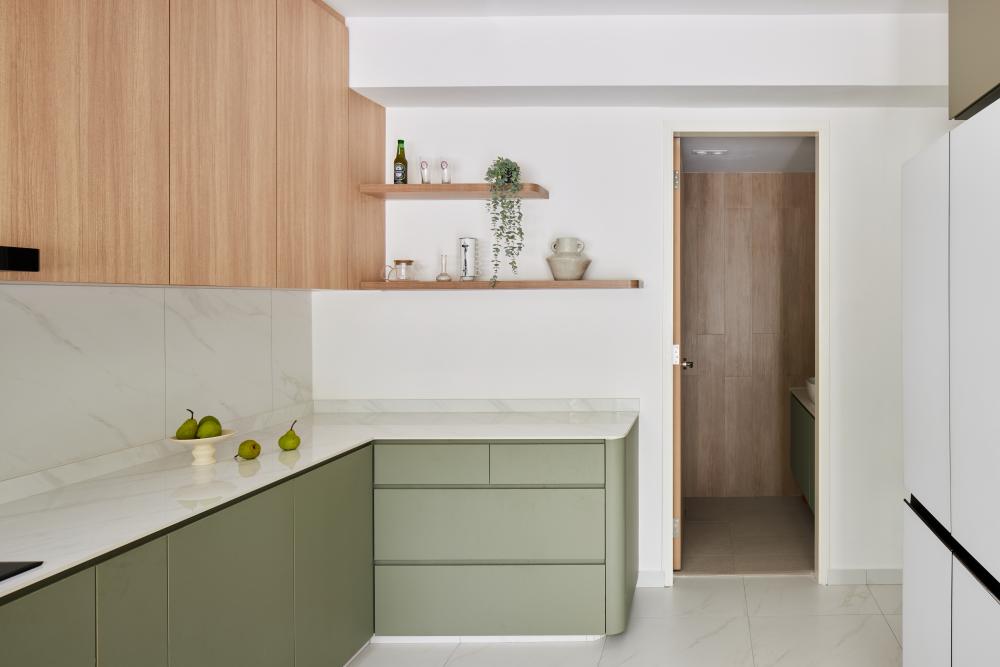 Scandinavian Kitchen with Cupboard and Kitchen Backsplash