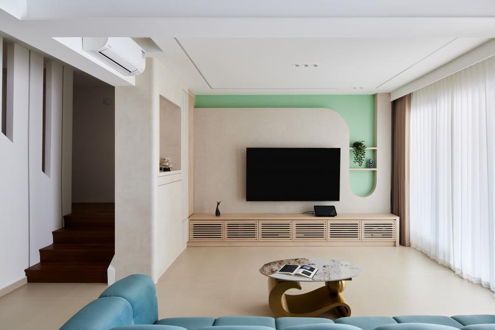 Scandinavian Living Room with TV Console and Sofa