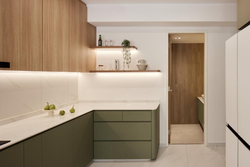 Scandinavian Kitchen with Countertop and Cupboard